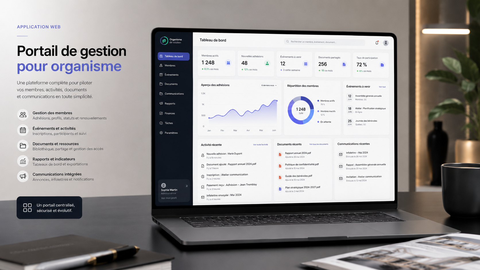 Portail de gestion pour organisme